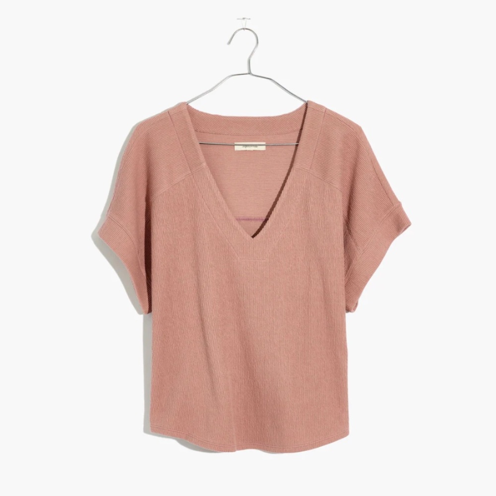 Madewell Ottoman Jacquard V-Neck Boxy Top, Size XS